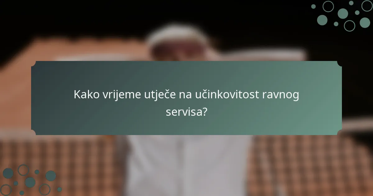 Kako vrijeme utječe na učinkovitost ravnog servisa?