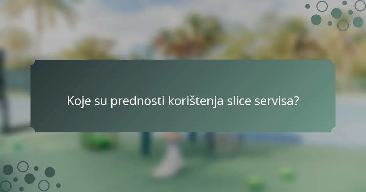 Koje su prednosti korištenja slice servisa?