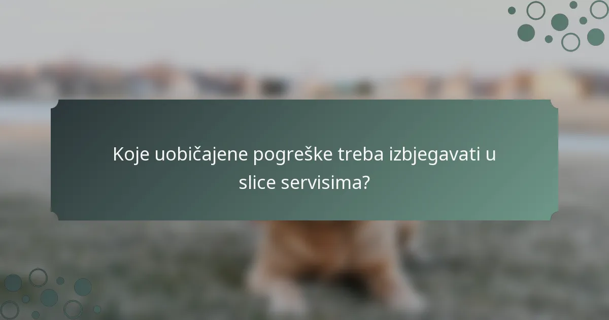Koje uobičajene pogreške treba izbjegavati u slice servisima?